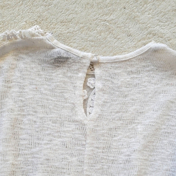 White Crochet Sweater Semi Sheer Tunic  Lace Forever 21 M - Picture 4 of 5